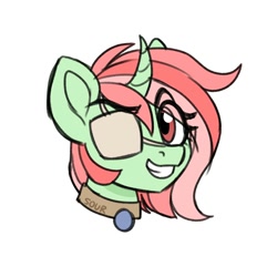 Size: 2000x2000 | Tagged: safe, artist:sickly-sour, oc, oc only, pony, unicorn, bust, eyepatch, high res, solo