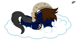 Size: 1208x652 | Tagged: safe, artist:princessmoonsilver, oc, oc only, oc:souldreamy, pegasus, pony, cloud, male, simple background, sleeping, solo, stallion, transparent background