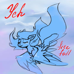 Size: 4000x4000 | Tagged: safe, pegasus, pony, unicorn, commission, falling, flying, freefall, in the sky, sky, solo, ych sketch, your character here