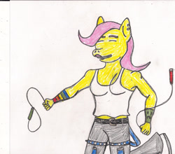 Size: 1928x1693 | Tagged: safe, artist:ajkiel91, fluttershy, anthro, g4, traditional art