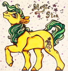 Size: 1023x1080 | Tagged: safe, artist:skior, magic star, pony, g1, solo, traditional art