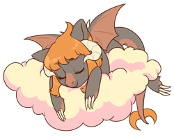 Size: 1260x1000 | Tagged: safe, artist:lavvythejackalope, oc, oc only, dragon, cloud, commission, dragon oc, eyes closed, on a cloud, simple background, sleeping, smiling, solo, transparent background, ych result
