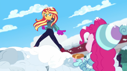 Size: 1920x1075 | Tagged: safe, screencap, pinkie pie, sunset shimmer, equestria girls, equestria girls series, g4, holidays unwrapped, saving pinkie's pie, spoiler:eqg series (season 2), ass, bunset shimmer, butt