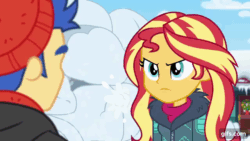 Size: 640x360 | Tagged: safe, screencap, flash sentry, sunset shimmer, equestria girls, equestria girls specials, g4, my little pony equestria girls: better together, my little pony equestria girls: holidays unwrapped, saving pinkie's pie, animated, gifs.com