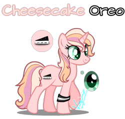 Size: 963x917 | Tagged: safe, artist:amicasecretuwu, oc, oc only, oc:cheesecake oreo, pony, unicorn, female, mare, parent:cheese sandwich, parent:pinkie pie, simple background, solo, transparent background