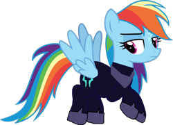 Size: 1280x920 | Tagged: safe, alternate version, artist:benpictures1, rainbow dash, pegasus, pony, comic:the storm kingdom, g4, my little pony: the movie, bad end, bodysuit, clothes, command 6, commander rainbow dash, crystal of light, female, flying, inkscape, mare, simple background, solo, transparent background, vector