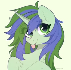 Size: 1376x1358 | Tagged: safe, artist:whiteliar, oc, oc only, pony, unicorn, chest fluff, solo, tongue out