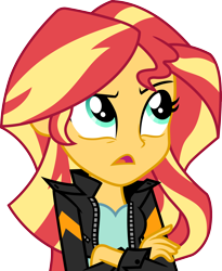 Size: 3000x3656 | Tagged: safe, artist:cloudy glow, sunset shimmer, equestria girls, g4, my little pony equestria girls: friendship games, .ai available, clothes, crossed arms, female, high res, jacket, open mouth, simple background, solo, transparent background, vector