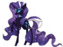Size: 1600x1200 | Tagged: safe, artist:darkjillmlp123, nightmare rarity, pony, unicorn, g4, blue eyes, colored pupils, crown, ethereal mane, eyelashes, female, flowing mane, flowing tail, gem, horn, jewelry, necklace, purple mane, purple tail, raised hoof, regalia, simple background, solo, sparkles, starry mane, tail, transparent background