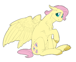 Size: 2762x2239 | Tagged: safe, artist:snspony, fluttershy, pegasus, pony, g4, butterscotch, high res, nudity, rule 63, sheath, sitting, solo