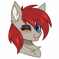 Size: 3000x3000 | Tagged: safe, artist:pesty_skillengton, oc, oc only, oc:ponepony, pony, bust, high res, one eye closed, portrait, simple background, solo, tongue out, white background