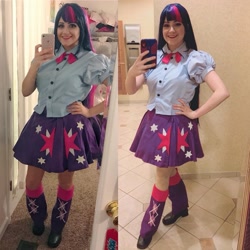 Size: 2289x2289 | Tagged: safe, artist:sarahndipity cosplay, twilight sparkle, human, equestria girls, g4, boots, cellphone, clothes, cosplay, costume, everfree northwest 2019, high res, irl, irl human, phone, photo, shoes, smartphone