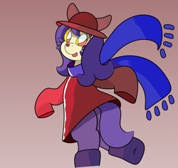 Size: 2550x2408 | Tagged: safe, artist:sparkfler85, derpibooru exclusive, oc, oc only, oc:hymyt, pony, unicorn, boots, cat nose, clothes, coat, female, hat, high res, mare, oneshot, pants, reference, scarf, shoes, simple background, solo