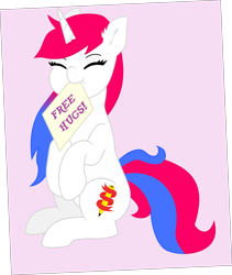 Size: 4000x4732 | Tagged: safe, artist:lunasquee, derpibooru exclusive, oc, oc only, oc:daylight dream, pony, unicorn, absurd resolution, cute, female, free hugs, gradient mane, mare, mouth hold, simple background, sitting, solo, vector