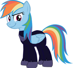Size: 1280x1195 | Tagged: safe, artist:benpictures1, rainbow dash, pegasus, pony, comic:the storm kingdom, g4, my little pony: the movie, bad end, bodysuit, clothes, command 6, commander rainbow dash, crystal of light, female, inkscape, mare, simple background, smiling, smirk, solo, transparent background, vector