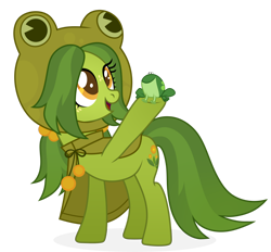 Size: 1920x1785 | Tagged: safe, artist:kabuvee, oc, oc only, earth pony, frog, pony, female, mare, simple background, solo, transparent background