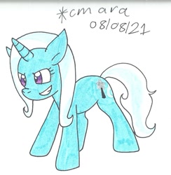 Size: 926x949 | Tagged: safe, artist:cmara, trixie, pony, unicorn, g4, female, grin, mare, simple background, smiling, solo, traditional art, white background