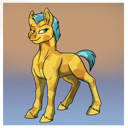 Size: 1000x1000 | Tagged: safe, artist:foxenawolf, oc, oc only, oc:citrine quartz, crystal pony, earth pony, pony, fanfic:quantum gallop, female, gradient background, mare, solo, unshorn fetlocks