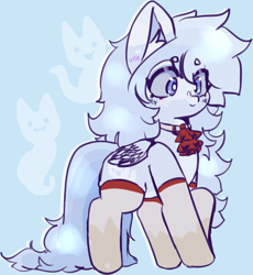 Size: 984x1071 | Tagged: safe, artist:nyansockz, artist:ube, oc, oc only, oc:spooky wooky, ghost, ghost pony, pegasus, pony, undead, ashes town, clothes, cute, dirty socks, doodle, fluffy, neckerchief, pegasus oc, simple background, socks