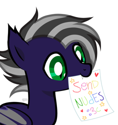 Size: 2168x2300 | Tagged: safe, artist:vi45, oc, oc only, bat pony, bat pony oc, high res, mouth hold, send nudes, simple background, solo, white background