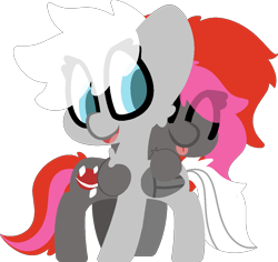 Size: 1028x972 | Tagged: safe, artist:moonydusk, oc, oc only, oc:silver, oc:silver edge, pegasus, pony, cute, duo, simple background, tongue out, transparent background