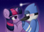 Size: 6800x4900 | Tagged: safe, artist:kittyrosie, twilight sparkle, alicorn, bird, blue jay, pony, g4, absurd resolution, blushing, crossover, crossover shipping, cute, duo, female, looking into each others eyes, male, mare, mordecai, night, night sky, ocbetes, regular show, ship:mordetwi, shipping, shooting star, sky, straight, twiabetes, twilight sparkle (alicorn)