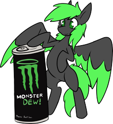 Size: 2077x2274 | Tagged: safe, artist:mimicryfluffoarts, oc, oc only, oc:green lightning, pegasus, pony, bipedal, high res, male, monster energy, pegasus oc, simple background, smiling, solo, stallion, transparent background