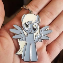 Size: 1080x1080 | Tagged: safe, derpy hooves, human, pegasus, pony, g4, hand, irl, irl human, keychain, photo, spread wings, wings