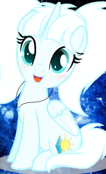 Size: 523x856 | Tagged: safe, artist:amicasecretuwu, oc, oc only, oc:ghiacciatina, alicorn, pony, female, mare, solo