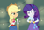 Size: 1164x794 | Tagged: safe, artist:aonairfaol, applejack, rarity, equestria girls, g4, my little pony equestria girls: legend of everfree, base used, bedroom eyes, blushing, clothes, cutie mark, cutie mark on clothes, eyelashes, female, freckles, lesbian