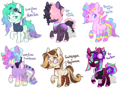 Size: 2550x2000 | Tagged: safe, artist:lavvythejackalope, oc, oc only, alicorn, pony, unicorn, alicorn oc, choker, clothes, goggles, hair over eyes, headphones, heterochromia, high res, horn, raised hoof, scarf, simple background, smiling, transparent background, two toned wings, unicorn oc, wings