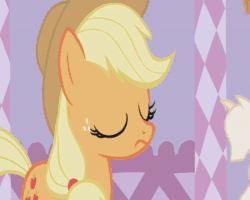 Size: 720x576 | Tagged: safe, edit, edited screencap, screencap, applejack, pinkie pie, earth pony, pony, g4, season 1, suited for success, swarm of the century, animated, bipedal, duo, duo female, female, hmm, ma na ma nah, mare, musical, nah, phenomena, sound, the muppets, thinking, trombone, webm, youtube poop