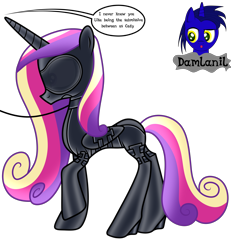 Size: 3840x4154 | Tagged: safe, artist:damlanil, princess cadance, alicorn, pony, series:becoming submissive, g4, bdsm, blindfold, bondage, bondage mask, boots, bound wings, catsuit, clothes, collar, commission, concave belly, corset, female, gag, gimp suit, high heels, hood, horn, implied shining armor, latex, latex boots, latex suit, leash, link in description, mare, muzzle gag, offscreen character, raised hoof, rubber, rubber suit, shiny, shiny mane, shoes, show accurate, simple background, slender, socks, solo, speech bubble, story, story included, thigh highs, thin, transparent background, vector, wings