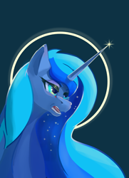 Size: 2270x3128 | Tagged: source needed, safe, artist:i love hurt, princess luna, alicorn, pony, g4, angry, bust, high res, nimbus, portrait, simple background, solo