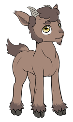 Size: 860x1420 | Tagged: safe, alternate version, artist:multiverseequine, derpibooru exclusive, oc, oc only, oc:pasha, goat, pony, daybreak island, facial hair, full body, goat oc, goatee, horizontal pupils, horns, male, rectangular pupil, simple background, solo, transparent background