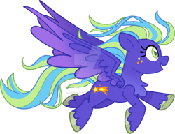 Size: 1280x985 | Tagged: safe, artist:rohans-ponies, splish splash, pegasus, pony, g3, g4, chest fluff, deviantart watermark, flying, freckles, g3 to g4, generation leap, obtrusive watermark, simple background, solo, spread wings, transparent background, unshorn fetlocks, watermark, wings
