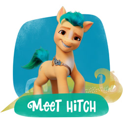 Size: 1500x1500 | Tagged: safe, hitch trailblazer, earth pony, pony, g5, official, amazon.com, dreamworks face, male, simple background, solo, stallion, text, white background