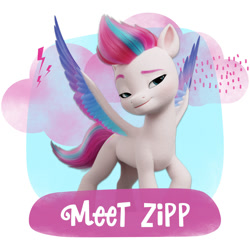 Size: 1500x1500 | Tagged: safe, zipp storm, pegasus, pony, g5, official, amazon.com, female, mare, simple background, solo, text, white background