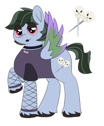 Size: 1273x1536 | Tagged: safe, artist:colorcodetheartist, oc, oc only, oc:snipp scissors, pegasus, pony, g5, my little pony: a new generation, spoiler:my little pony: a new generation, dreamworks face, goth, magical lesbian spawn, makeup, offspring, parent:pipp petals, parent:zipp storm, parents:petalstorm, product of incest, unshorn fetlocks