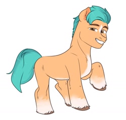 Size: 1561x1486 | Tagged: safe, artist:_birbsy_, hitch trailblazer, earth pony, pony, g5, my little pony: a new generation, looking at you, male, simple background, smiling, solo, stallion, white background