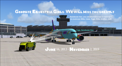 Size: 1199x654 | Tagged: safe, artist:electrahybrida, applejack, fluttershy, pinkie pie, rainbow dash, rarity, sunset shimmer, twilight sparkle, equestria girls, g4, my little pony equestria girls: better together, airbus a350, ceremonial, ceremony, end of equestria girls, end of ponies, fire engine, flight simulator, flight simulator x, plane, the rainbooms, the rainbooms tour plane, water, water spraying