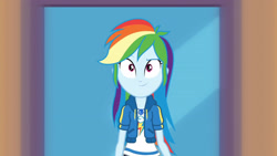 Size: 3410x1920 | Tagged: safe, screencap, rainbow dash, equestria girls, equestria girls series, g4, run to break free, spoiler:eqg series (season 2), clothes, cutie mark, cutie mark on clothes, female, geode of super speed, hoodie, jewelry, magical geodes, necklace, smiling, solo