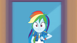 Size: 3410x1920 | Tagged: safe, screencap, rainbow dash, equestria girls, g4, my little pony equestria girls: better together, run to break free, clothes, cutie mark, cutie mark on clothes, female, geode of super speed, hoodie, jewelry, magical geodes, necklace, smiling, solo