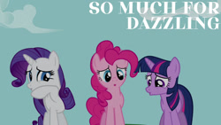 Size: 1280x720 | Tagged: safe, edit, edited screencap, editor:quoterific, screencap, pinkie pie, rarity, twilight sparkle, earth pony, pony, unicorn, g4, read it and weep, season 2, female, mare, open mouth, trio, trio female, unicorn twilight