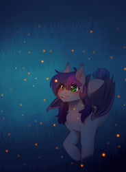 Size: 1024x1393 | Tagged: safe, artist:myralilth, oc, oc only, bat pony, firefly (insect), insect, pony, female, mare, solo