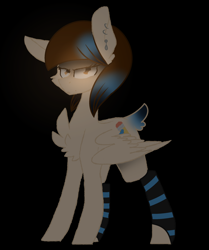 Size: 1952x2336 | Tagged: safe, artist:aonairfaol, oc, oc only, pegasus, pony, base used, black background, chest fluff, clothes, ear fluff, female, mare, pegasus oc, simple background, socks, solo, striped socks, wings