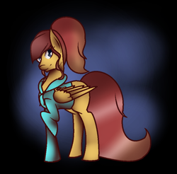 Size: 750x738 | Tagged: safe, artist:aonairfaol, oc, oc only, pegasus, pony, abstract background, clothes, female, hoodie, mare, pegasus oc, solo, wings