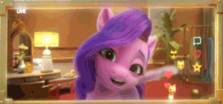 Size: 894x420 | Tagged: safe, screencap, pipp petals, pegasus, pony, g5, my little pony: a new generation, spoiler:my little pony: a new generation, 3d, adorapipp, animated, cute, emoji, female, flapping, flapping wings, gif, heart, mare