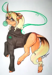 Size: 1920x2758 | Tagged: safe, artist:oneiria-fylakas, oc, oc only, oc:lily, pony, unicorn, clothes, female, magic, mare, solo, sweater, traditional art