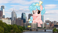 Size: 3265x1837 | Tagged: safe, artist:jhayarr23, artist:theotterpony, cozy glow, pegasus, pony, g4, female, filly, giant pony, giantess, high res, highrise ponies, irl, macro, pennsylvania, philadelphia, photo, ponies in real life, story included, united states